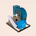 Industrial Blower Equipment With Blue Housing Metal Structure And Mounting Base Design