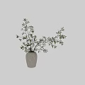 Minimalist Textured Neutral Vase With Green Branches And Slender Leaves Decoration