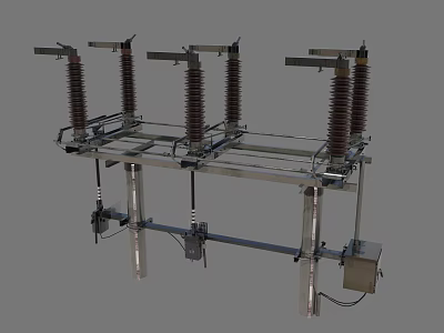 High Voltage Disconnect Switch Industrial Equipment With Porcelain Insulators And Metal Frame Structure 3d model