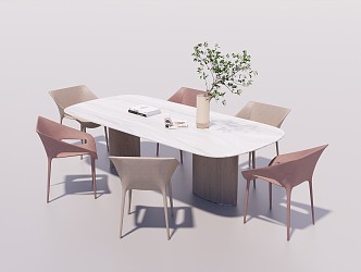 Modern Dining Table and Chair Combination 3d model