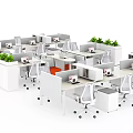 Modern Office Desks In Open Workspace With Ergonomic Chairs Green Plants And Laptops