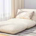 Cozy Ribbed Beige Lazy Sofa With Soft Pillow And Blue Floral Painting Near Table Lamp