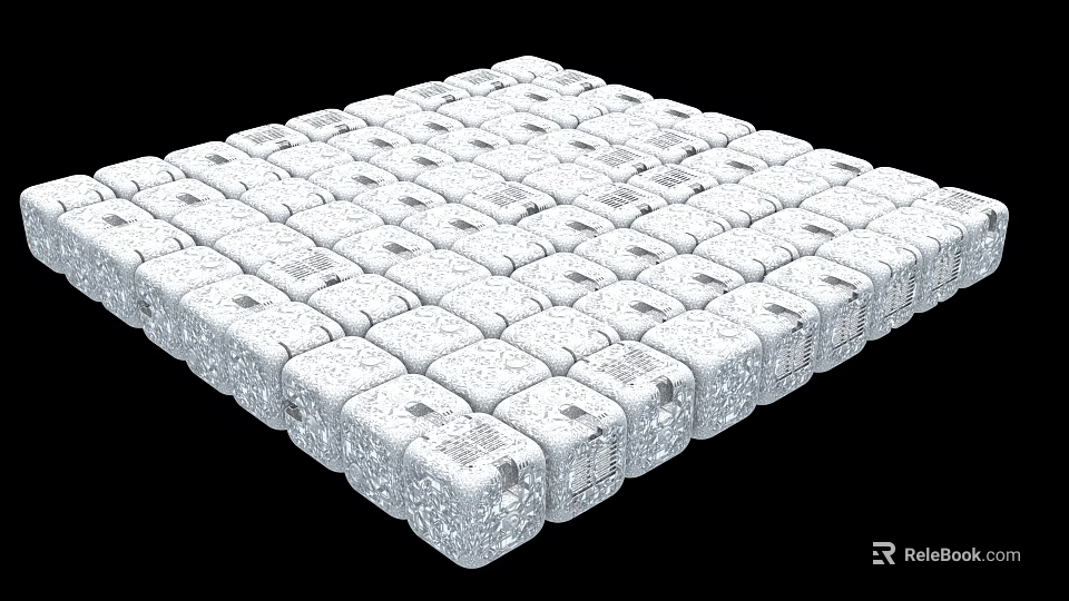 Modular Industrial Equipment With Stacked White Cubes And Textured Surfaces 3d model 