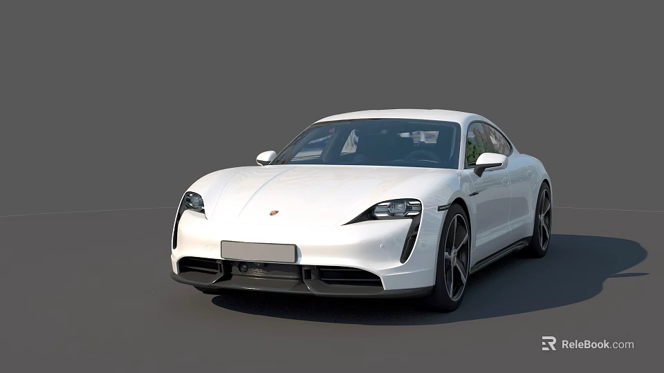 White Porsche Electric Sports Car With Sleek Exterior Design And Modern Look 3d model 