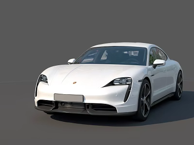 White Porsche Electric Sports Car With Sleek Exterior Design And Modern Look 3d model