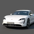 White Porsche Electric Sports Car With Sleek Exterior Design And Modern Look