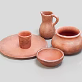 Rustic Ceramic Dining Set Including Cup Plate Jug Bowl And Saucer