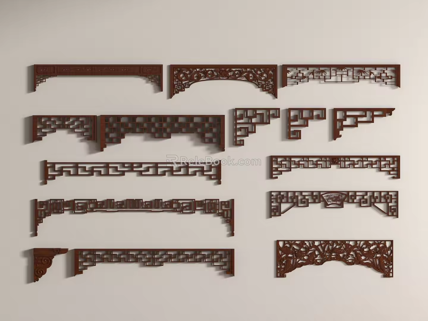 Hanging down ancient building components Hanging down Chinese-style lattice lintel Hanging down carved door head components 3d model