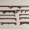 Hanging down ancient building components Hanging down Chinese-style lattice lintel Hanging down carved door head components 3d model