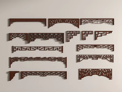 Traditional Chinese Wooden Carvings With Intricate Patterns As Classic Decorative Elements 3d model