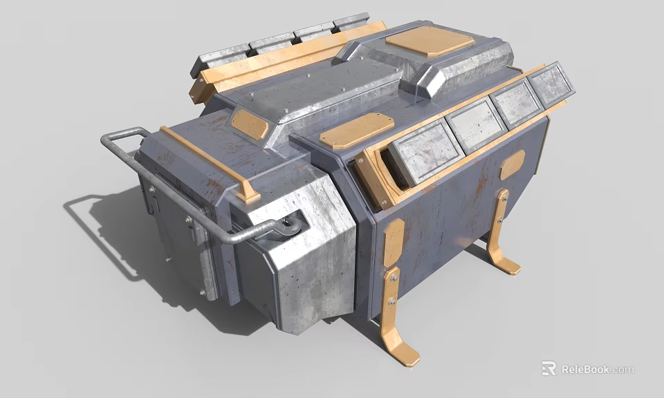 Smart Machine With Metallic Gold Casing Control Panels Support Legs And Industrial Design 3d model