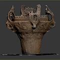 Traditional Bronze Vessel With Intricate Dragon Decorations On White Base