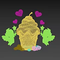 Photo Spot With Ice Cream Cone Whipped Cream Cherry Purple Hearts Angels Blue Balls