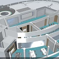 Aerial View of Modern Commercial Interior With Open Layout Seating Areas And Digital Displays