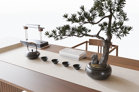 Tea Set Ornaments Bonsai 3d model