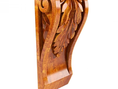 Artistic Wooden Capital With Intricate Leaf Carvings And Scroll Design Elements 3d model