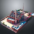 Traditional Islamic Architecture With Red Domes Minarets Courtyard Arches And Greenery