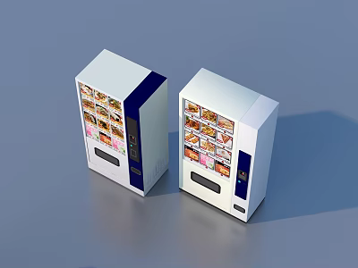Modern Vending Machines With Colorful Product Displays And Sleek White Blue Design 3d model