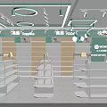 Kids Clothing Store Interior With White Shelves Green Decor Clothing Displays And Pendant Lights