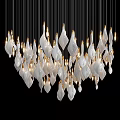Elegant White Petal Shaped Chandelier With Multiple Hanging Bulbs And Modern Design