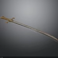 Ornate Ancient Sword With Golden Hilt And Shiny Silver Blade Design