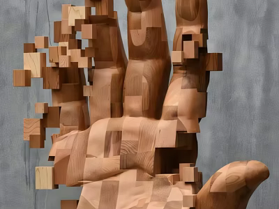 Wooden Abstract Hand Shaped Decorative Sculpture Set Modern Art Ornament 3d model