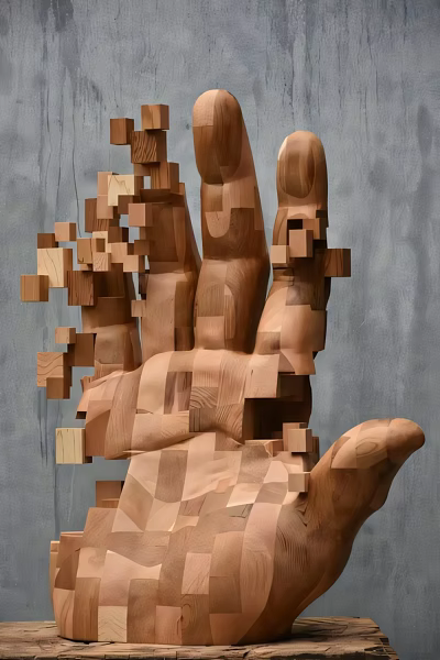 Wooden Abstract Hand Shaped Decorative Sculpture Set Modern Art Ornament 3d model