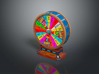 Colorful Roulette Wheel With Numbers Spin Button Jackpot Text And Stable Base For Daily Use 3d model