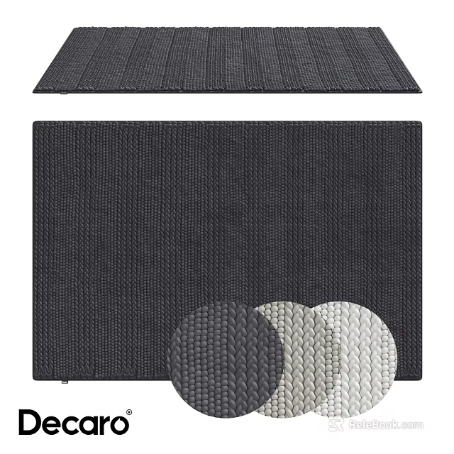 Square Woven Rug With Dark Gray Light Gray White Textures For Indoor Use 3d model 