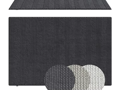 Square Woven Rug With Dark Gray Light Gray White Textures For Indoor Use 3d model