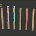 Wooden Staircase Balusters With Different Designs Round Top And Carved Details For Home Decoration