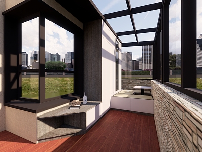 Modern sun room balcony tatami model