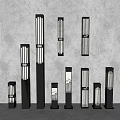 Modern Minimalist Lighting Combinations Design Wall Mounted Floor Standing Fixtures Black Frame White Luminous Tubes