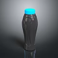 Black Plastic Beverage Bottle With Blue Cap And Smooth Reflective Surface