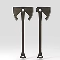 Two Rustic Axes With Metal Blades And Wooden Handles Symmetric Design