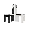Modern Black and White Leisure Chairs with Geometric Design and Circular Backrest for Stylish Home Decor