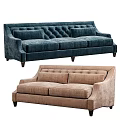 Brown and Blue Velvet Tufted Multi Seat Sofa for Living Room Interior Decor