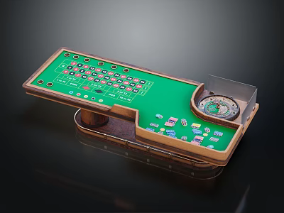 Luxury Entertainment Table With Roulette Game Design Green Surface Number Layout And Chip Storage 3d model