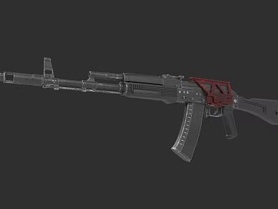 Black And Red Tactical Assault Rifle With Modern Grip And Magazine Design 3d model