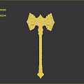 Fantasy Warhammer Weapon With Green Gemstones Silver Decorations And Twisted Handle