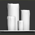 White Decorative Candles Placed On Minimalist Square Tray For Home Decoration