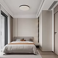Modern Bedroom Interior Design With Bed Nightstands Accent Chair And Wall Art