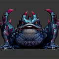 Vibrant Blue Purple Toad Game And Movie Character With Pink Spikes Sharp Claws Unique Design
