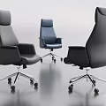 Modern Office Chairs In Black And Blue With Comfortable Leather Design And Wheels