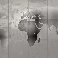 Gray Background Wall With World Map Pattern Composed Of Black Dots 3d model