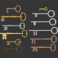 Elegant Jewelry Keys Collection With Gold Silver Copper Decorative Designs 3d model