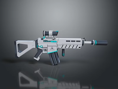 Anime Rifle Blue Design Tactical Equipment Game Props Role Playing Shooting Game Rifle 3d model