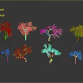 Various Green Plants With Different Heights And Leaf Shapes On Gray Background