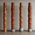 New Chinese-style Column Decorative Column Panlong Carved Column Chinese-style Column Log Column Pier 3d model