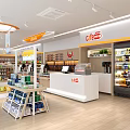 Cafe Specialty Store Interior With Shelves Freezers Cashier Counter And Products